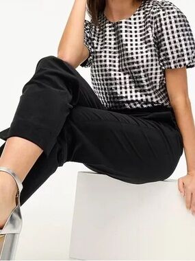 J.CREW Shiny gingham puff-sleeve top